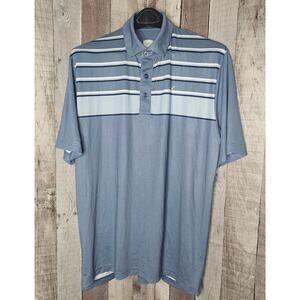 Callaway Men’s Medium Shirt Golf Polo Opti-Dri Blue Gray Stripe Short Sleeve